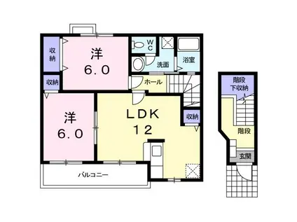 マリオン・スター 牛川通(2LDK/2階)の間取り写真