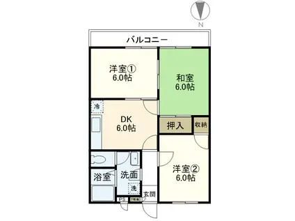 カネイチハイツ A棟(3DK/1階)の間取り写真