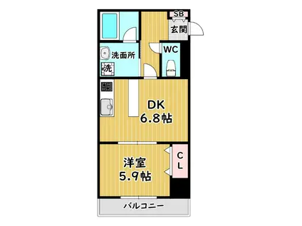 AMETHYST STAGE(1DK/2階)の間取り写真