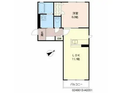 パークヒル・やよい(1LDK/2階)の間取り写真