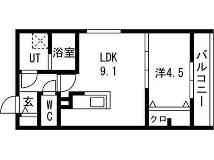 ASTER NANGOXIV(1LDK/2階)の間取り写真