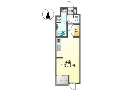 楠木の森(ワンルーム/2階)の間取り写真