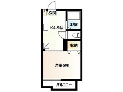 サンシティ中央林間(1K/1階)の間取り写真
