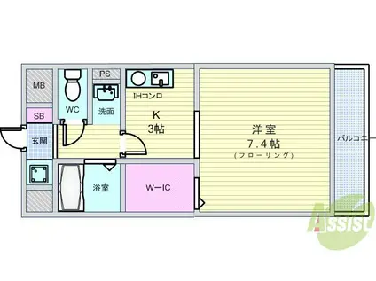 フローライト蛍池(1K/5階)の間取り写真