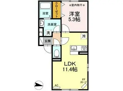 ルミエールN39 II(1LDK/2階)の間取り写真