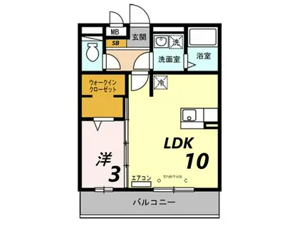 セジュール白浜 A棟(1LDK/3階)の間取り写真