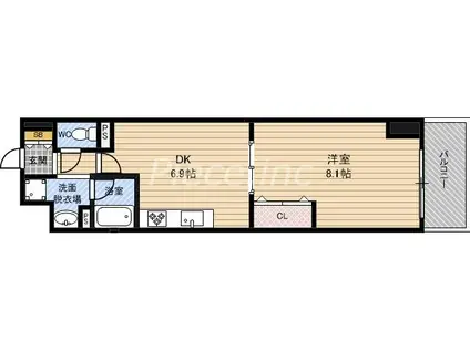 ミルフィーユ(1DK/6階)の間取り写真