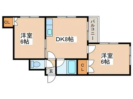 AMBITION SAPPORO-EST(2DK/1階)の間取り写真