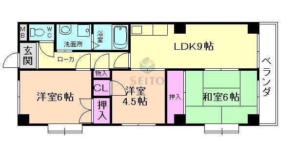 セントポリア豊中(3LDK/2階)の間取り写真