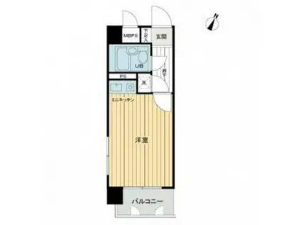 ライオンズマンション西霞第2(ワンルーム/6階)の間取り写真