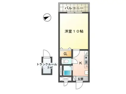 十一屋ブラウンシュガービル(1K/4階)の間取り写真