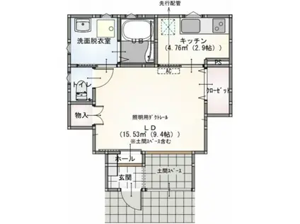 S.A.BOX寺家B棟(ワンルーム/1階)の間取り写真