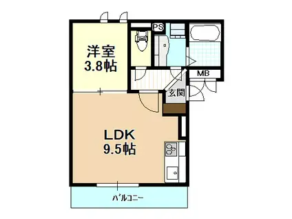 エムズ パリオ(1LDK/2階)の間取り写真