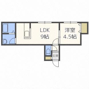 ベルローズ元町(1LDK/2階)の間取り写真