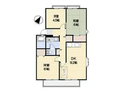 リビエール南平A棟(3DK/1階)の間取り写真