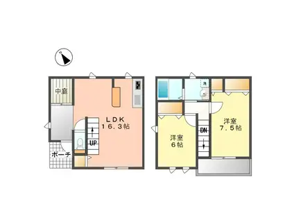 コートヤード(2LDK/1階)の間取り写真