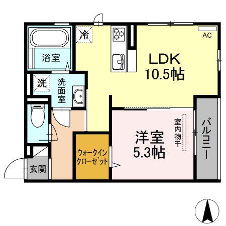 モンレーヴ(1LDK/3階)の間取り写真