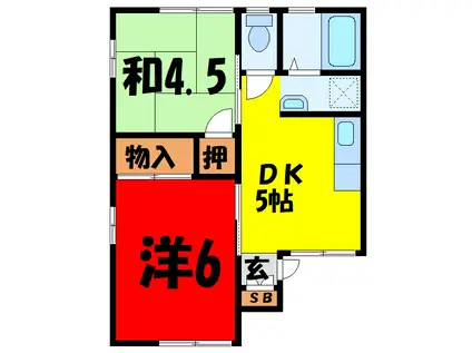 シティハイムハヤシ(2DK/2階)の間取り写真