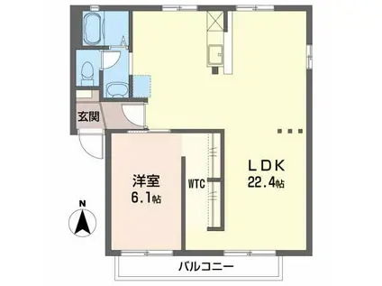 ゆうハイム E(1LDK/1階)の間取り写真