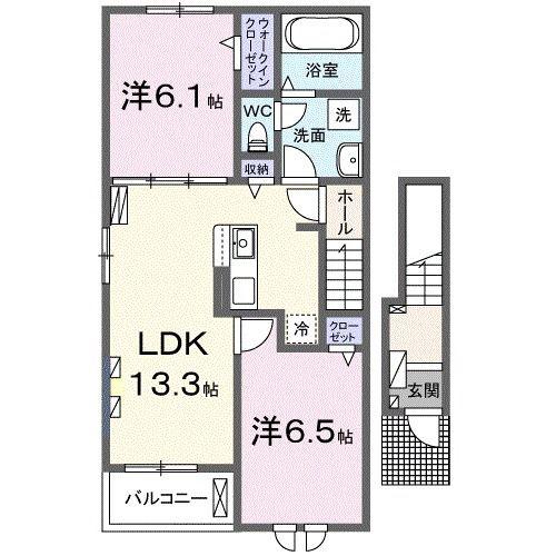 アグロ シルヴァI(2LDK/2階)の間取り写真