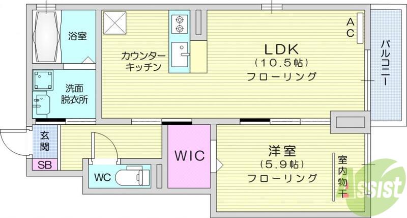 エクセルⅤ(1LDK/1階)の間取り写真