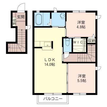 ケマールA(2LDK/2階)の間取り写真