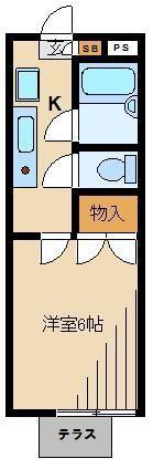 栄光ハイツ(1K/2階)の間取り写真