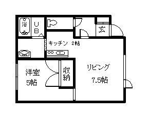 メゾンドJUN PARTIII(1DK/2階)の間取り写真