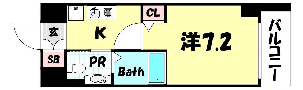 アロハ三宮(1K/7階)の間取り写真