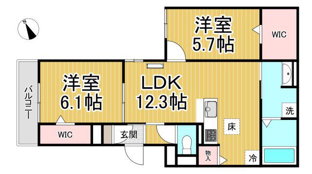 COCOONIA(2LDK/1階)の間取り写真