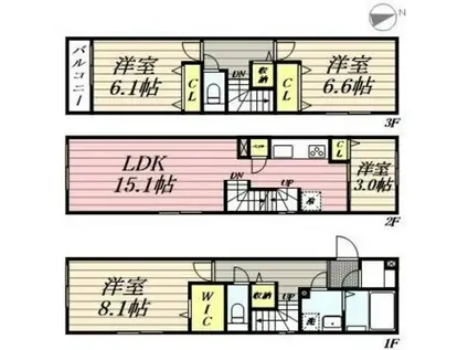アーバンパーク三鷹(4LDK/1階)の間取り写真