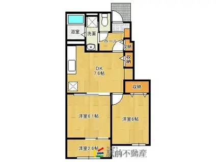 REST HOUSEIII B(2DK/1階)の間取り写真