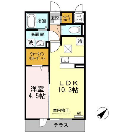 ルミエール(1LDK/1階)の間取り写真