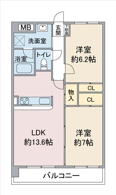 レージュ竜泉(2LDK/1階)の間取り写真