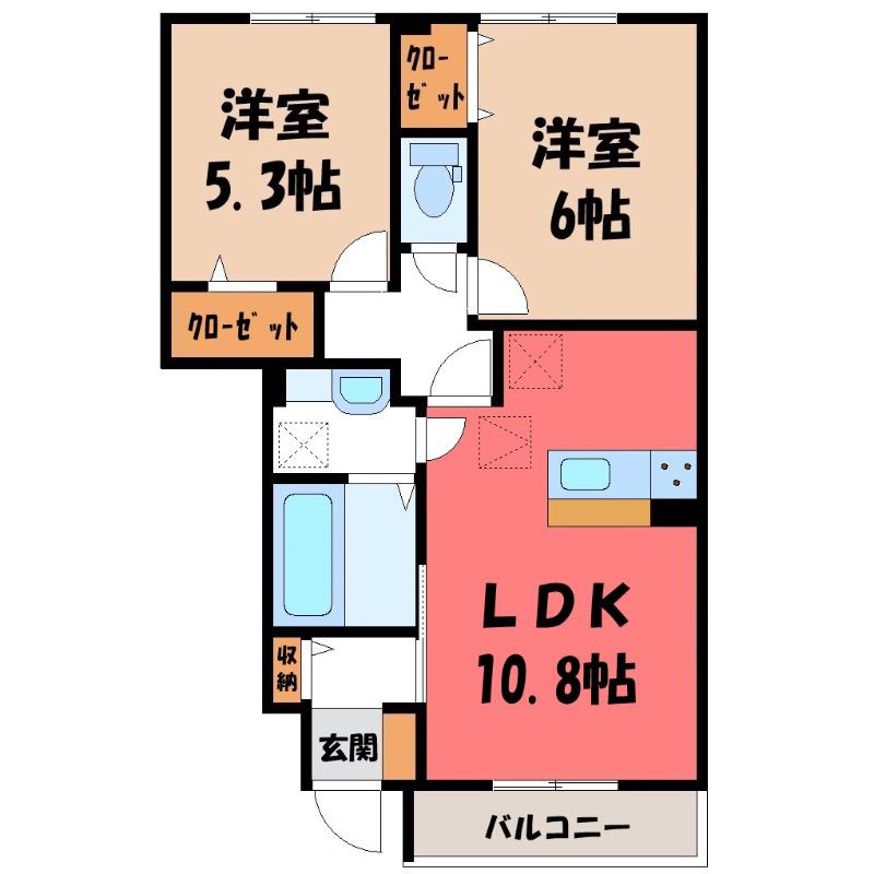 ハーベスト・ムーンI(2LDK/1階)の間取り写真