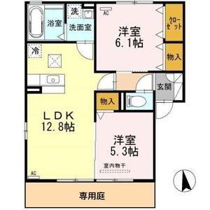 ペジーブル大垣(2LDK/1階)の間取り写真