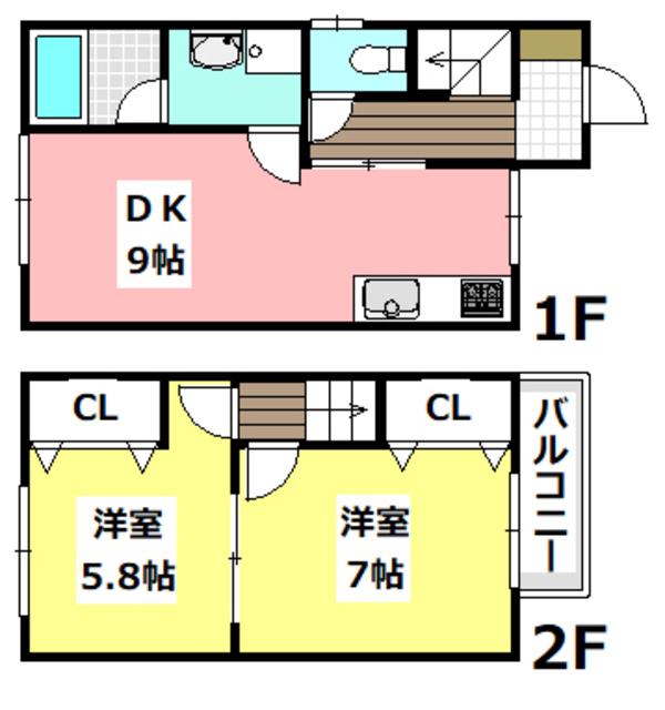 メゾネットK(2LDK/1階)の間取り写真
