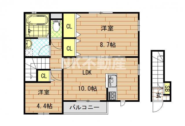 デュラ・カーサ ラパン(2LDK/2階)の間取り写真