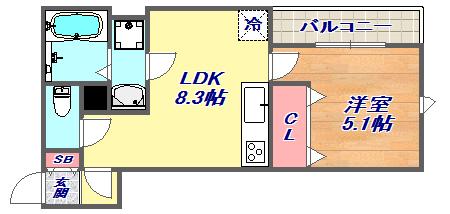 メルベーユ(1LDK/3階)の間取り写真