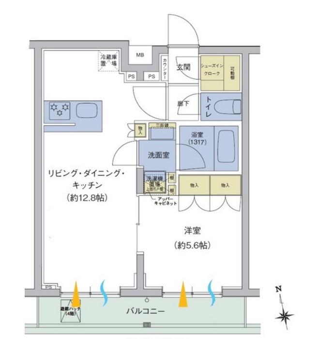 アジールコート品川中延(1LDK/4階)の間取り写真