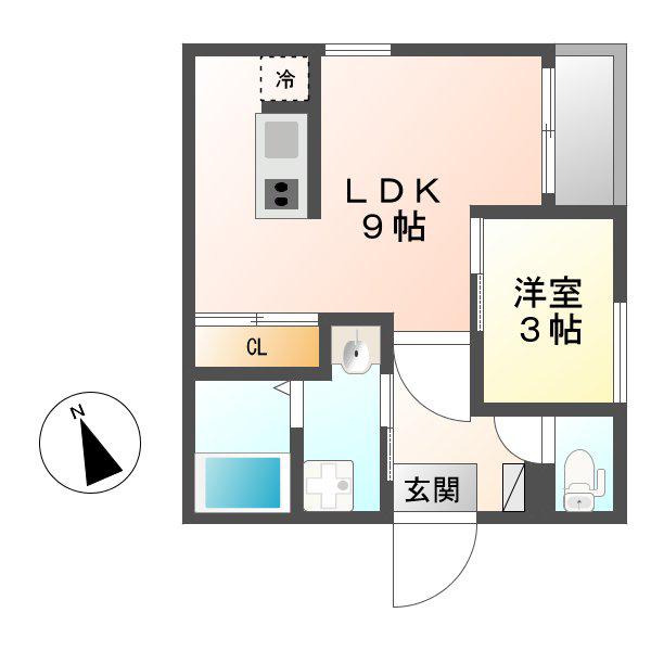 REGALEST浅間町(1LDK/2階)の間取り写真