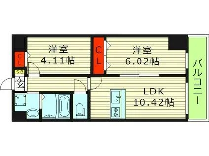 アーバンパーク新大阪(1SLDK/9階)の間取り写真
