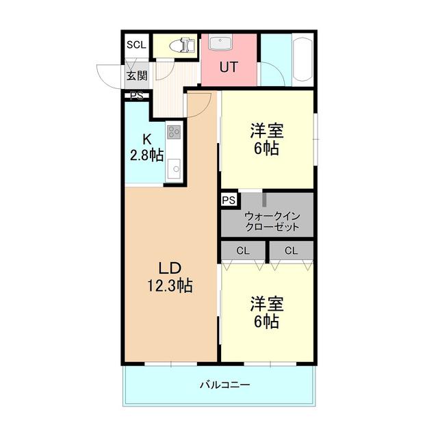 EUKOT34(2LDK/4階)の間取り写真