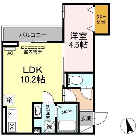 ベイ ブランシェ老松(1LDK/2階)の間取り写真