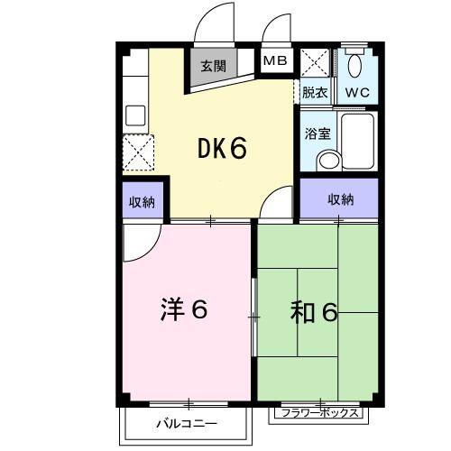 パティオ桜(2DK/2階)の間取り写真