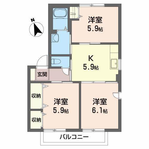 パストラルヨシハラ(3K/1階)の間取り写真