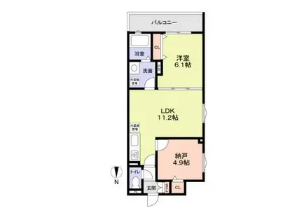 フォレストクリエオーレ枚岡弐番館(1SLDK/2階)の間取り写真