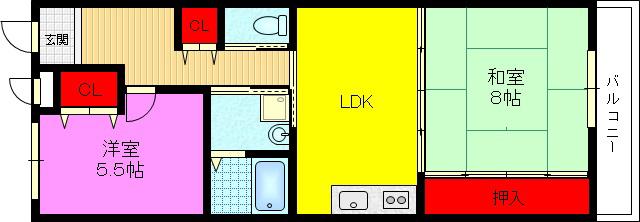 グリーンフォレスト2(2LDK/2階)の間取り写真