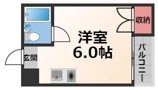 MINTIA北巽(1K/2階)の間取り写真