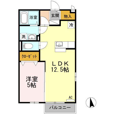 メルベーユ A棟(1LDK/2階)の間取り写真